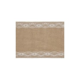 Chemin de table Toile de Jute Dentelle 2m