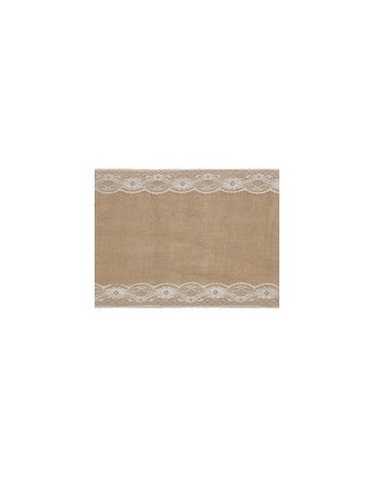 Chemin de table Toile de Jute Dentelle 2m Chemin de table Toile de Jute Dentelle 2m
