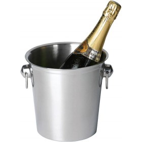 Secchiello Per Champagne Con Testa Di Cervo In Alluminio | 40x23x25 Cm | Originale Porta Bottiglie Per Festa