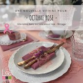 🌸Bienvenue Octobre🌸 Voici notre nouvelle table de présentation en magasin. #vaisselleenlocation #locationvaisselle #vaissellevintage #vieuxrose #octobrerose🎀 #couvertcuivre